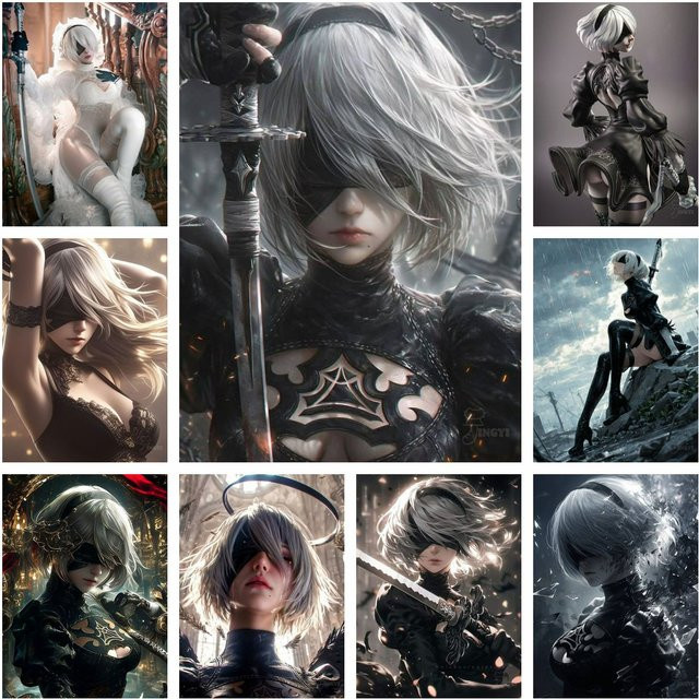 NieR:Automata Diamant-Malerei-Set von Hot Toys, Diamant-Stickerei in Multicolor, B/H: 40 x 40 cm - Bild 1