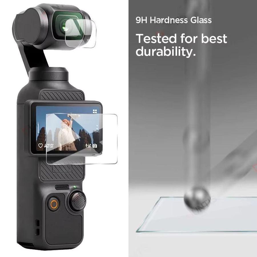 DJI OSMO Pocket 3 und Pocket 4 Schutzfolie aus gehärtetem Glas für Bildschirm und Objektiv, transparent - Bild 3