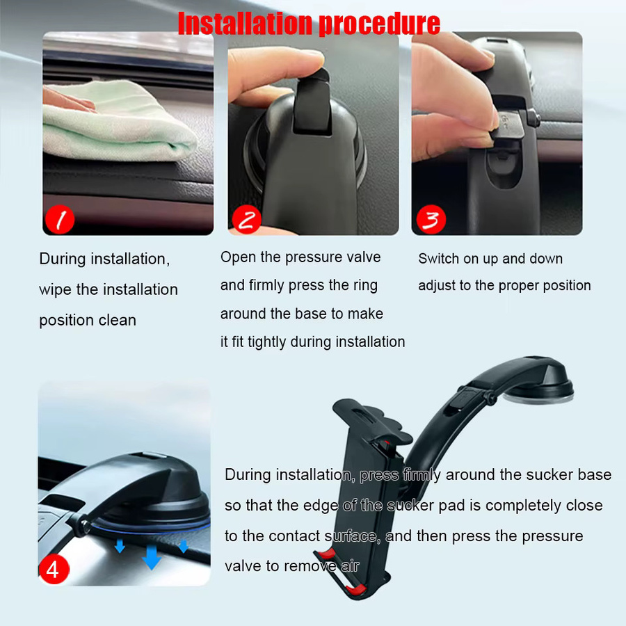 Universelle Auto-Tablet-Halterung und Smartphone-Ständer für Samsung Galaxy Z Fold, iPhone und iPad, Dashboard-Halterung in Schwarz - Bild 2