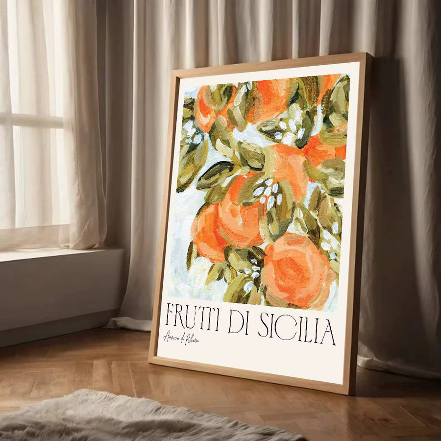 Kayou Frutti Di Sicilia Poster, selbstklebender floraler Papieraufkleber in Mehrfarbig, Wanddekoration mit mediterranem Blumenmotiv, B/H: 15 x 15 cm - Bild 2