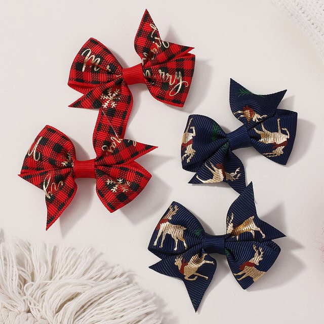 Kids Bows Haar Clips für Kinder, 6er Set, Weihnachten Motive - Bild 1