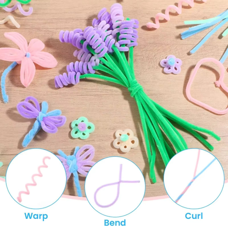 Bunte Chenille-Draht-Rohrreiniger in Macaron-Farben für kreatives DIY und Bastelarbeiten - Bild 2