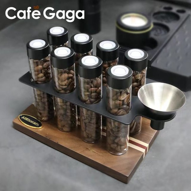 CafeGaGa Kaffeebohnen Lagerungs-Display-Rack mit Glasröhren und Auslassventil in Transparent - Bild 1