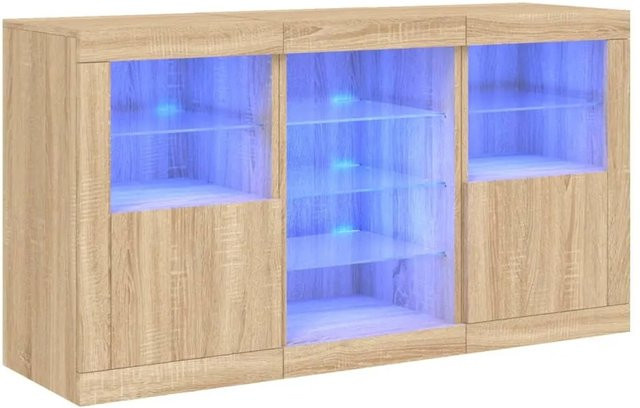 vidaXL Sideboard modern in Sonoma-Eiche mit integrierter LED-Beleuchtung, B/T/H: 123 x 37 x 67 cm - Bild 1