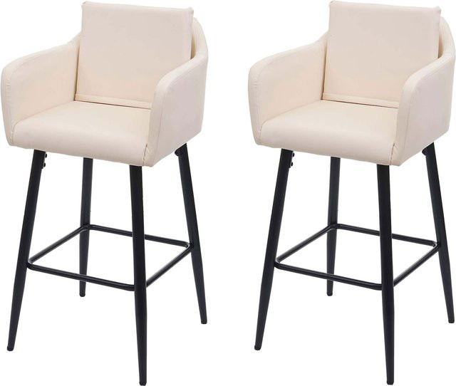 2er-Set MCW Barhocker H93 aus Kunstleder und Metall in Beige - Bild 1