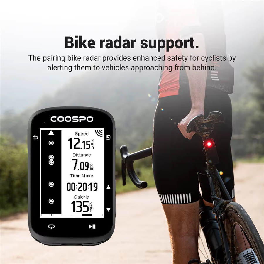COOSPO CS500 GPS Fahrradcomputer mit Routennavigation, Bluetooth und ANT+ in Schwarz - Bild 4