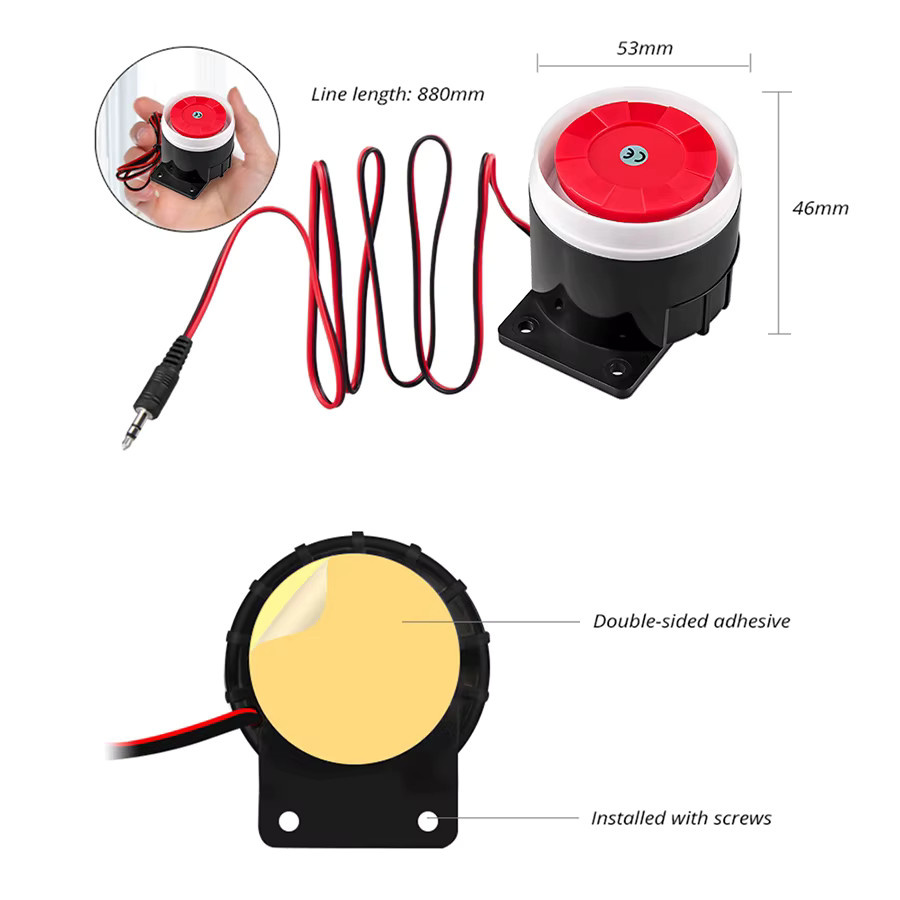 KERUI Mini-Sirenenhorn mit Kabel für kabellose Hausalarm-Sicherheitssysteme, 120 dB laute Sirene - Bild 2