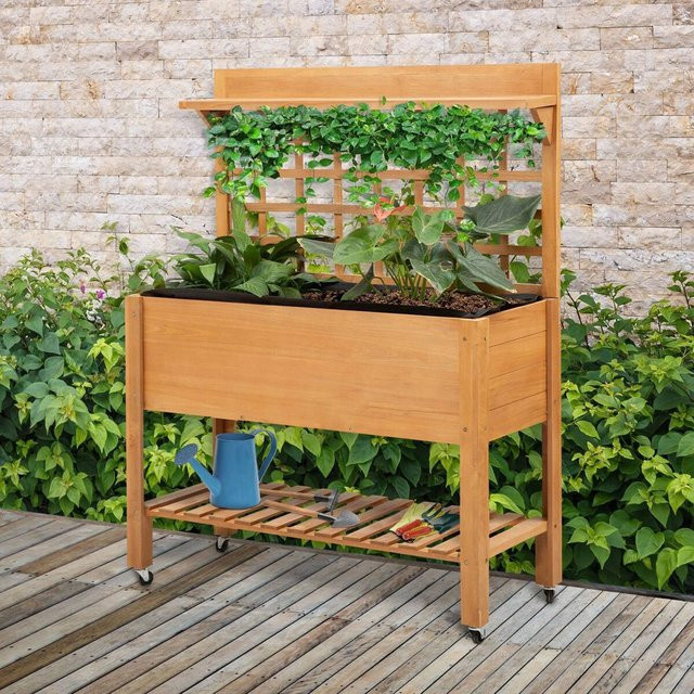 Outsunny Pflanztisch aus Holz in Braun, B/H/L: 40 x 135 x 105 cm - Bild 1
