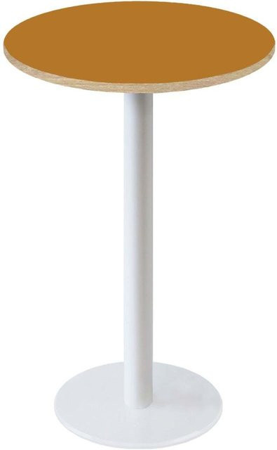 RestooTab Stehtisch Rome rund in Weiß und Gelb mit zentraler Säule, Höhe: 110 cm, Durchmesser: 60 cm - Bild 1