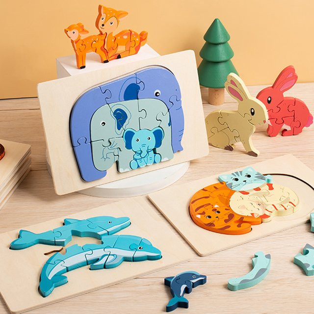 Tlewj Holz Puzzle Tiere Bunt / Mehrfarbig - Bild 1
