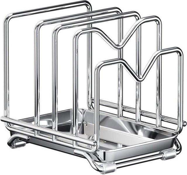 Runtuokee Schneidebrett Halter aus Edelstahl in Silber mit 4 Fächern für Schneidebretter und Topfdeckel - Bild 1