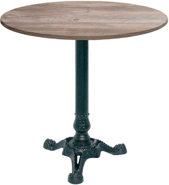 RestooTab Bistrotisch rund in Eiche und Grau mit schwarzem Gestell, Durchmesser: 70 cm, Höhe: 73 cm - Bild 1