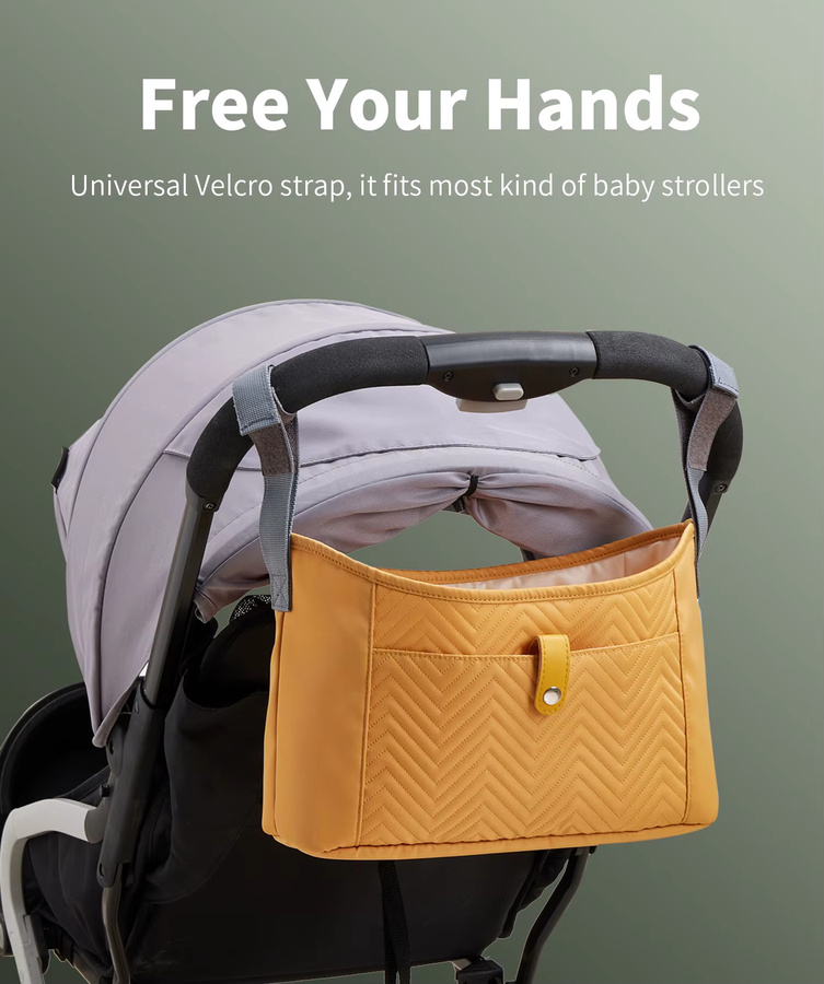 Insular Kinderwagen Organizer in Schwarz zur Aufbewahrung von Windeln und Babyflaschen - Bild 2