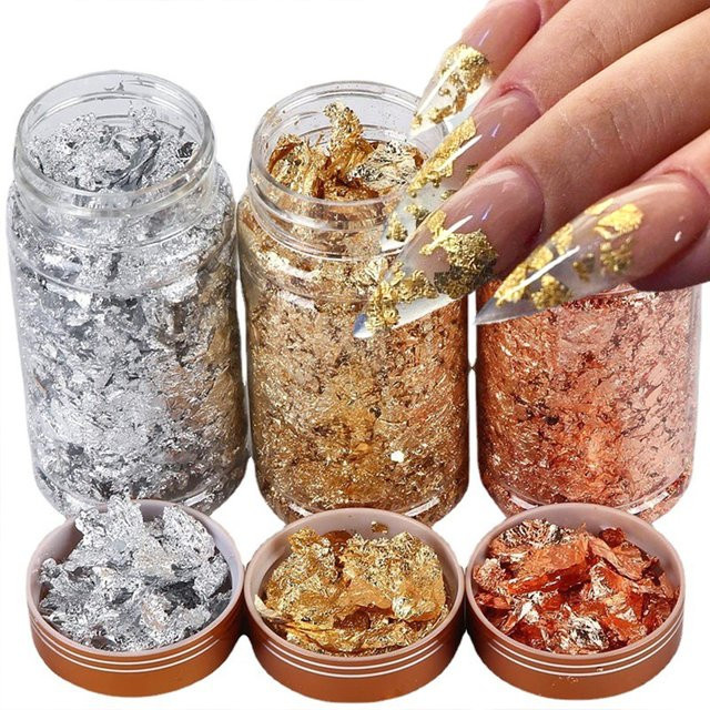 MAFANAILS Blattgold Flocken, Rose Gold, Metallic, Nageldesign - Bild 1