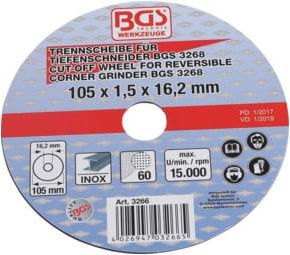 BGS Trennscheibe für BGS Tiefenschneider, Durchmesser: 105 mm, Breite: 1,5 mm, Bohrung: 16,2 mm, Multicolor - Bild 1
