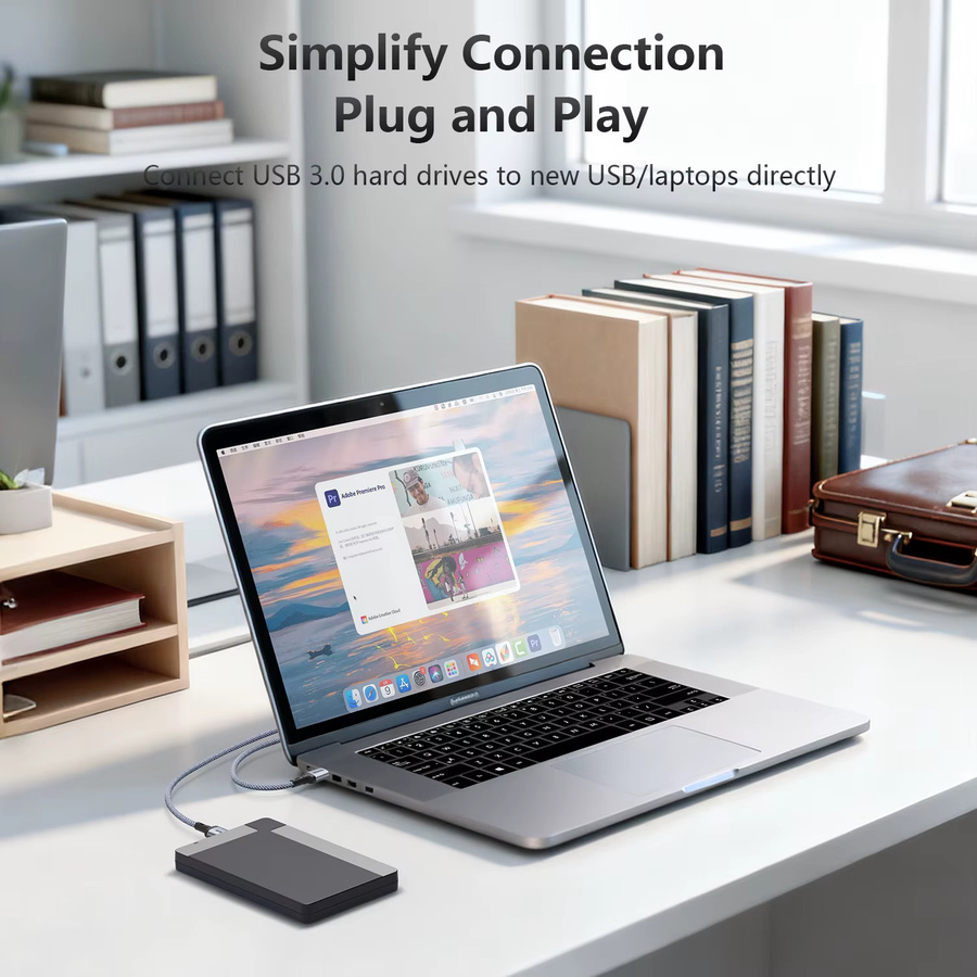 SUNKANDI USB-C auf Micro-B Festplattenkabel mit 10 Gbps Datenübertragungsrate in Grau - Bild 3