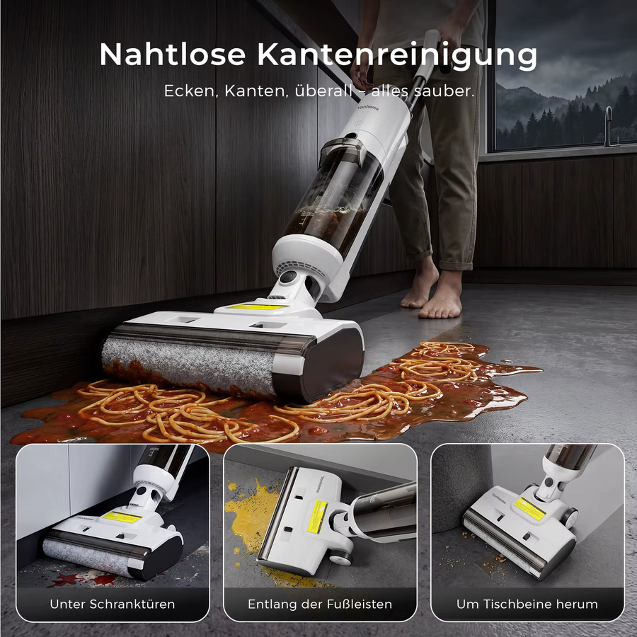 Yanhama K100 Kabelloser Nass-Trocken-Staubsauger mit Wischfunktion und Selbstreinigung in Weiß - Bild 6