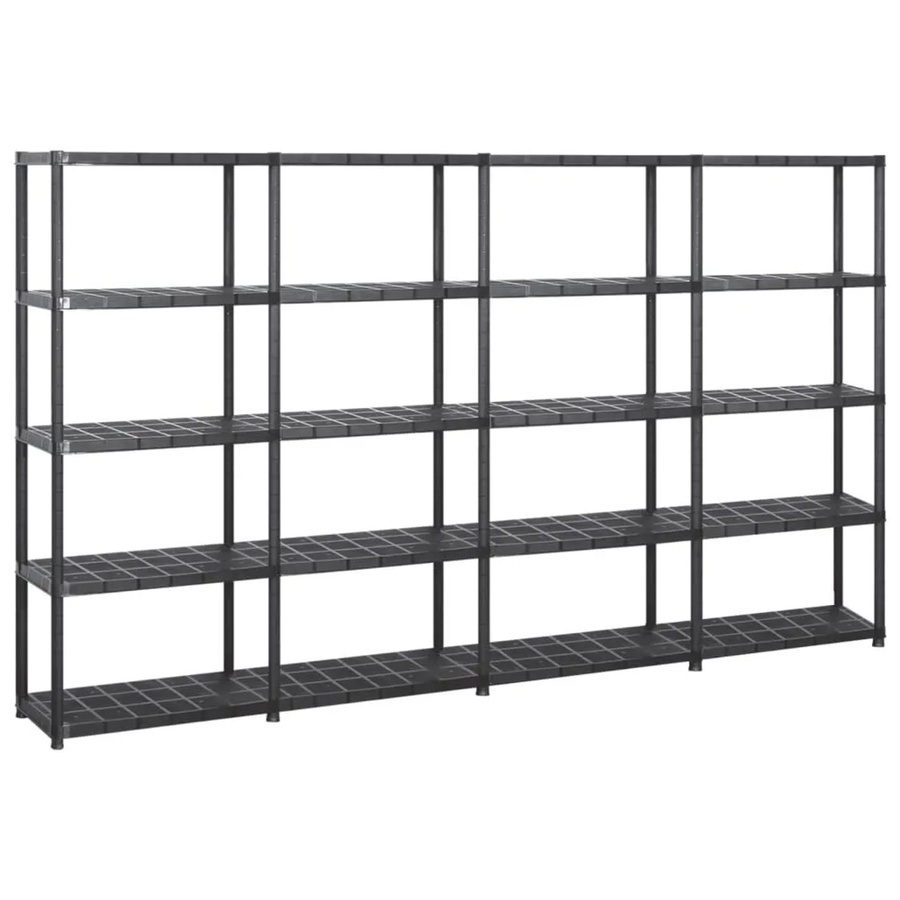 vidaXL Lagerregal mit 5 Böden in Schwarz aus Kunststoff, B/T/H: 284 x 38 x 170 cm - Bild 2
