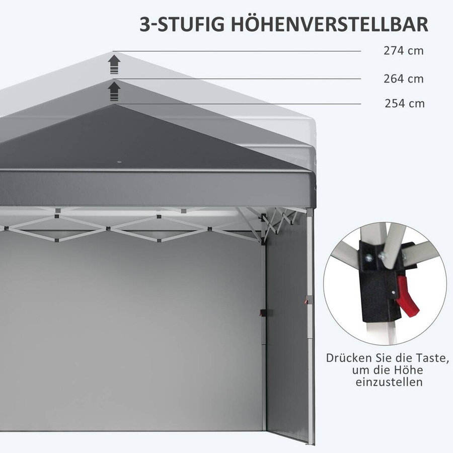 Outsunny Pavillon modern dunkelgrau aus Polypropylen und Stahl B/T/H: 297 x 297 x 274 cm - Bild 2