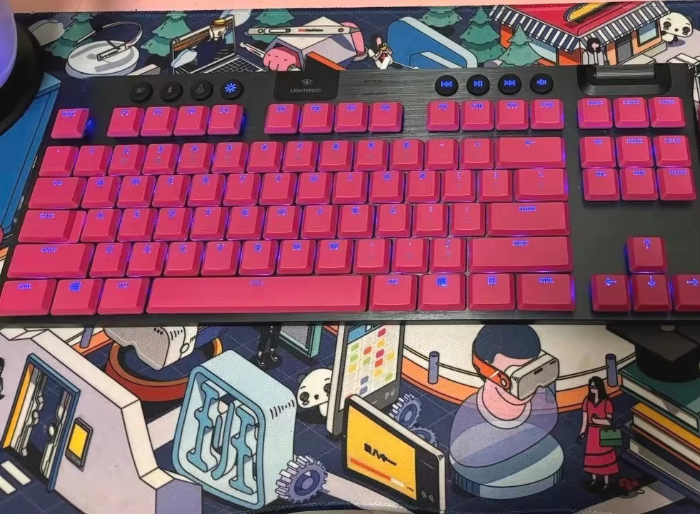 Rosa Ersatz-Tastenkappen für Logitech G915, G915TKL, G913, G815 und G813 TKL-Serie mit mehrfarbiger Hintergrundbeleuchtung - Bild 3