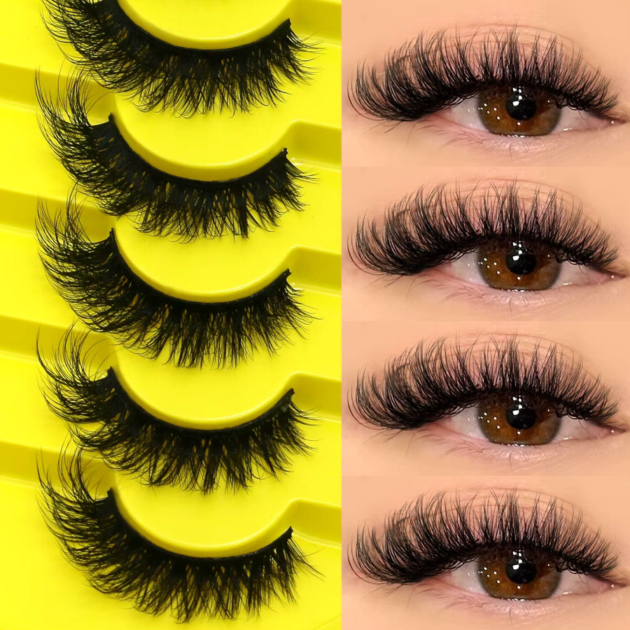 Lasvirey Künstliche Wimpern, 5/7 Paar, Katzenaugen-Look, 5D-Volumen, Unisex - Bild 2