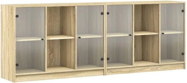 vidaXL Bücherschrank mit Glastüren in Sonoma-Eiche, B/T/H: 204 x 37 x 75 cm - Bild 1