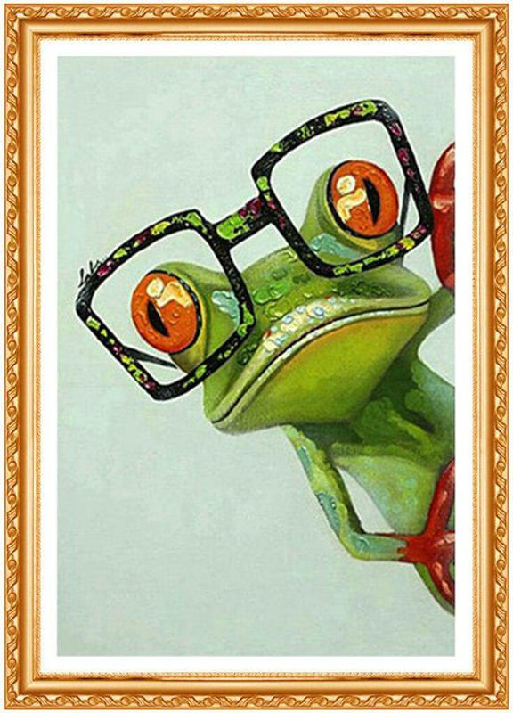 FIYO Diamantmalerei Frosch 3D Vollbohrer Diamant-Stickerei-Set mit Tierprint in Grün, B/H: 30 x 20 cm - Bild 1