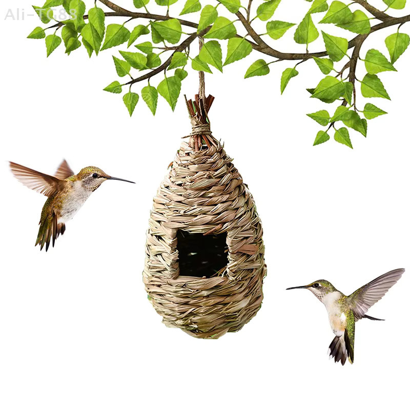 Handgewebter dekorativer Vogelhaus-Käfig aus Rattan als hängendes Papageiennest für den Außenbereich und die Gartendekoration - Bild 1