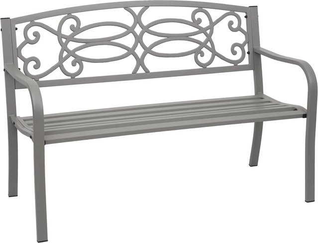 PROREGAL Gartenbank 2-Sitzer aus pulverbeschichtetem Stahl in Grau mit Armlehnen und Lochmuster, H x B x T: 87 x 127 x 58 cm - Bild 1