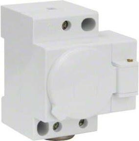 Hager Steckdose mit Klappdeckel modular SN017 in Weiß für den Einbau auf DIN-Schiene - Bild 1