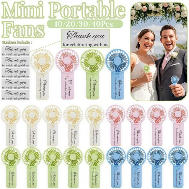 XMSJ DIY Mini-Handventilatoren in Blau, tragbare batteriebetriebene Ventilatoren als Partygeschenk für Hochzeiten, Strand und Junggesellinnenabschiede - Bild 1