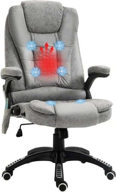 Vinsetto Chefsessel Grau mit Wippfunktion und Wärmefunktion aus Microfibre - Bild 1