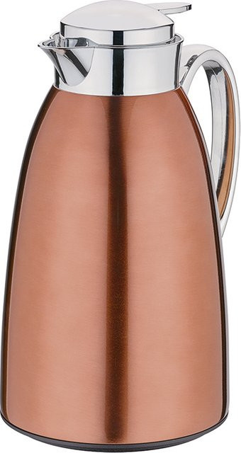 Isolierkanne Cilio Venezia in Rot und Braun aus Edelstahl und Glas mit doppelwandigem Glaseinsatz - Bild 1