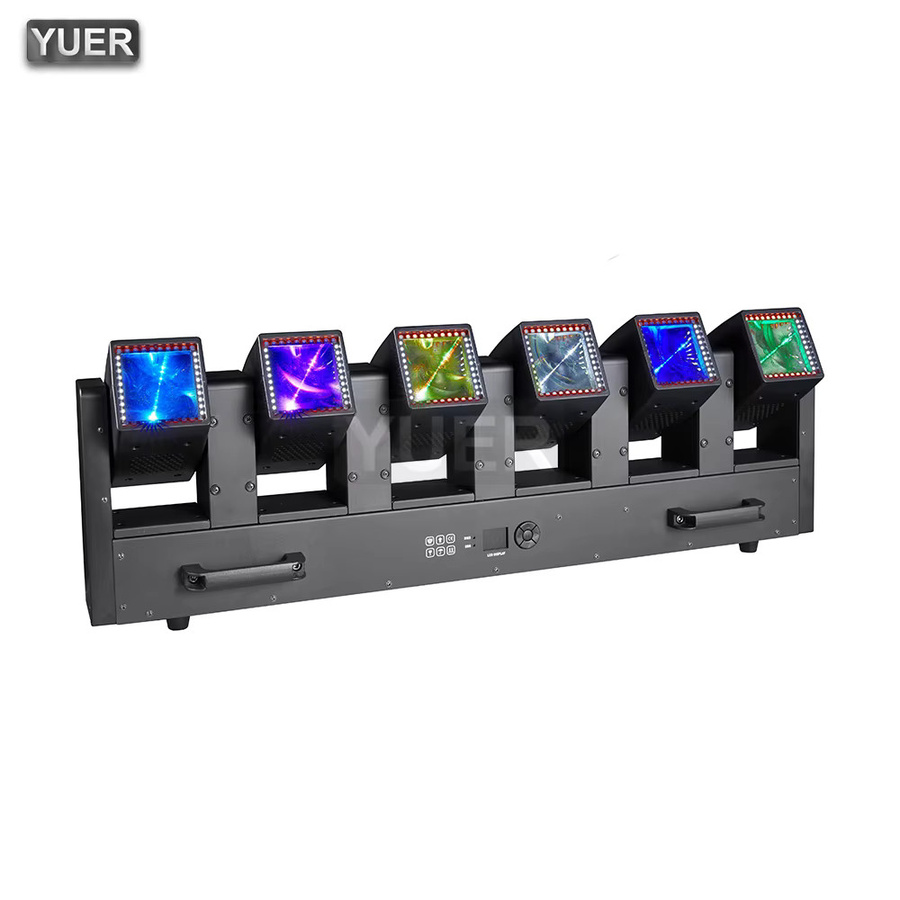Yuer 6-Kopf Doppelseitige LED-Beam-Schwenklichtanlage mit RGBW+WA LED-Ring in Schwarz - Bild 2