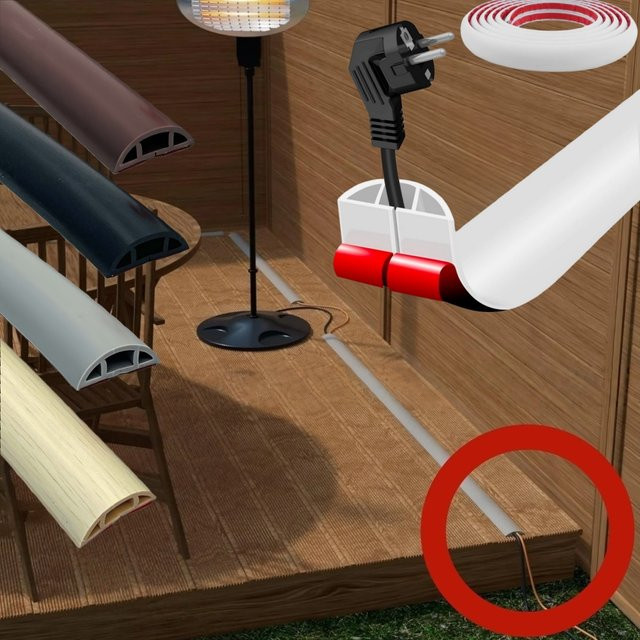 Selbstklebende Bodenschnurabdeckung aus PVC in Braun, Bodenkabelmantel zum Kabelschutz, Länge: 2 m, Breite: 3 cm - Bild 1