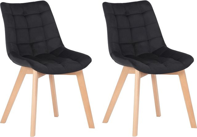 CLP 2er-Set Esszimmerstühle Passaic aus Samt, modern und ergonomisch gepolstert mit Steppung - Bild 1