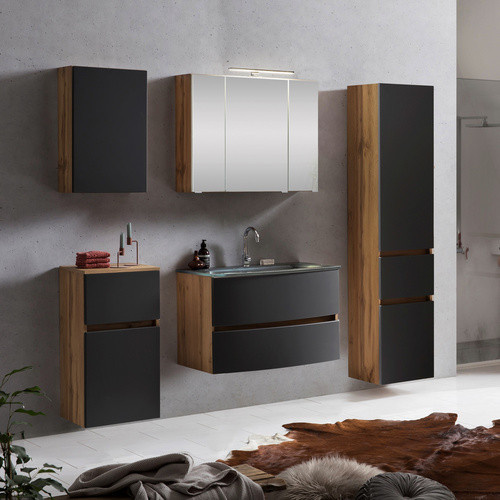 HELD MÖBEL Waschtisch-Set KOPENHAGEN in Grau, 8-teilig, modern mit LED-Beleuchtung und Soft-Close-Türen, B/T/H: 180 x 40 x 35 cm - Bild 3