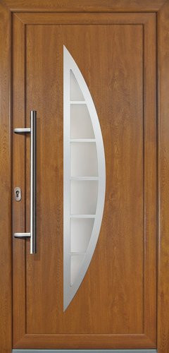 Meeth Kunststoff-Haustür Signum Exklusiv in Golden Oak mit satiniertem Glaseinsatz, Farbe: Gold/Braun, H x B x T: 200 x 108 x 7 cm - Bild 1