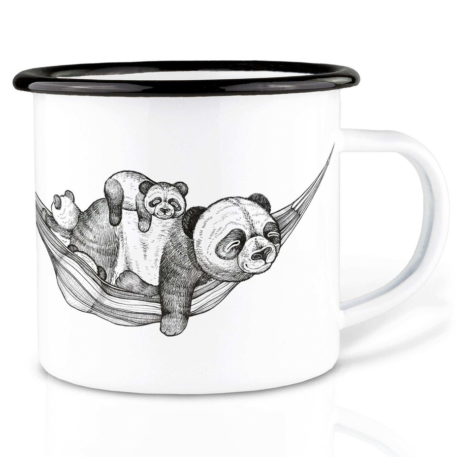 Ligarti Handgemachter Emaille-Becher Panda Pause 300ml - Bild 1