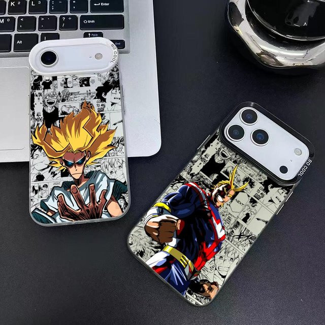 All Might Anime Handyhülle für iPhone 11 bis 17 Pro Max, mehrfarbig, matt mit Laser-Effekt und metallischem Aurora-Design - Bild 1