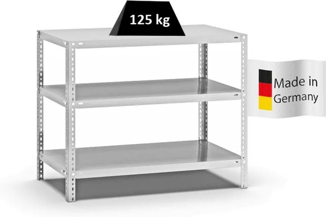 PROREGAL Fachbodenregal Light-Duty Schraubsystem, 3 Ebenen, Lichtgrau, H x B x T: 80 x 100 x 50 cm - Bild 1