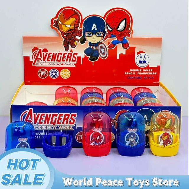 Marvel Avengers Doppelbohrungen Bleistiftspitzer Set aus Kunststoff, 20 Stück, Mehrfarbig - Bild 1