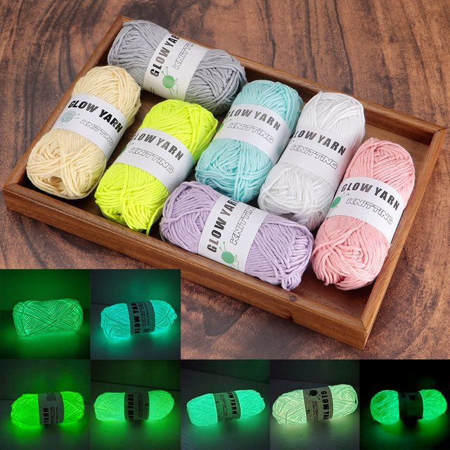 7 Rollen QJH leuchtendes Häkelgarn für DIY-Strick- und Nähprojekte, 60 Yards pro Rolle - Bild 1