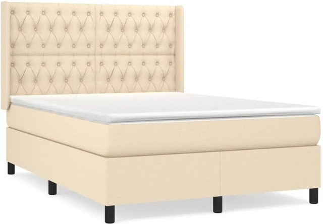 vidaXL Boxspringbett Hybrid mit Matratze und Taschenfederkern in Beige, B/T: 140 x 200 cm - Bild 1