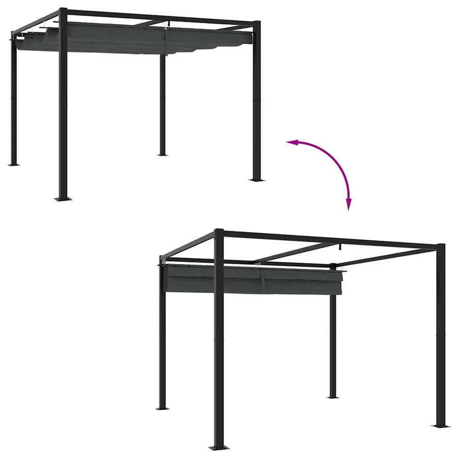 Vidaxl Gartenlaube aus Stahl mit ausziehbarem Dach in Anthrazit, B x T: 3 x 3 m - Bild 2