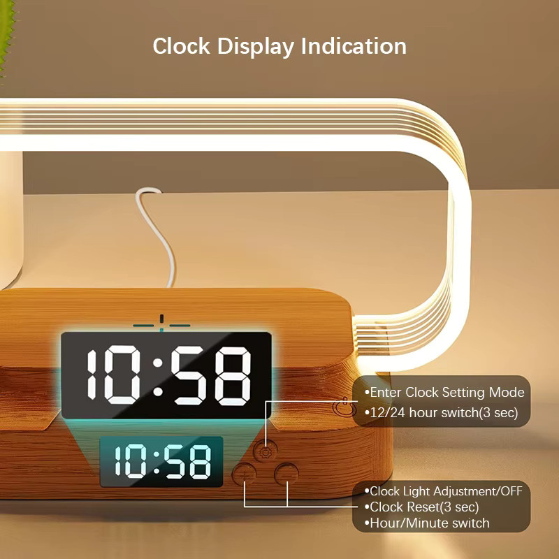 SHENZHITECH Infinite Touch Light mit 15 W kabelloser Ladefunktion, Digitaluhr und Telefonhalter in Weiß mit dimmbarer Helligkeit und 3 Farbtemperaturen - Bild 2