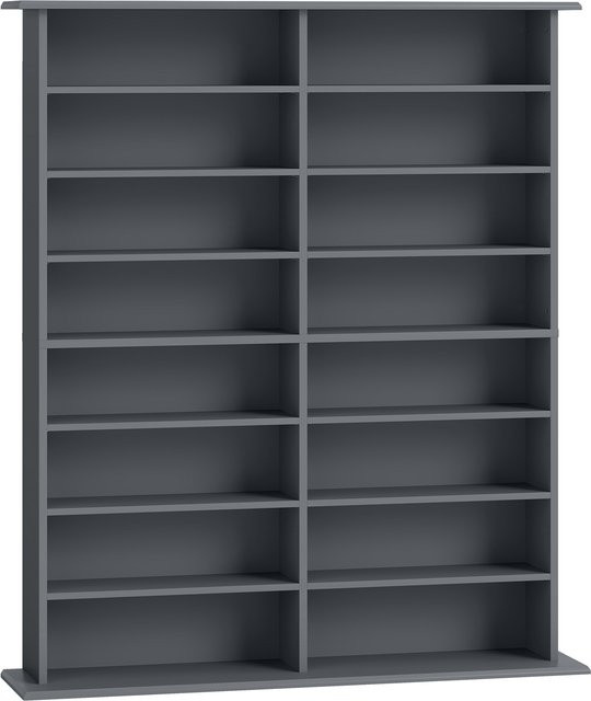 HOMCOM CD- und DVD-Aufbewahrungsmöbel in Grau mit 12 verstellbaren Einlegeböden, B/T/H: 106,5 x 24 x 126,3 cm - Bild 1