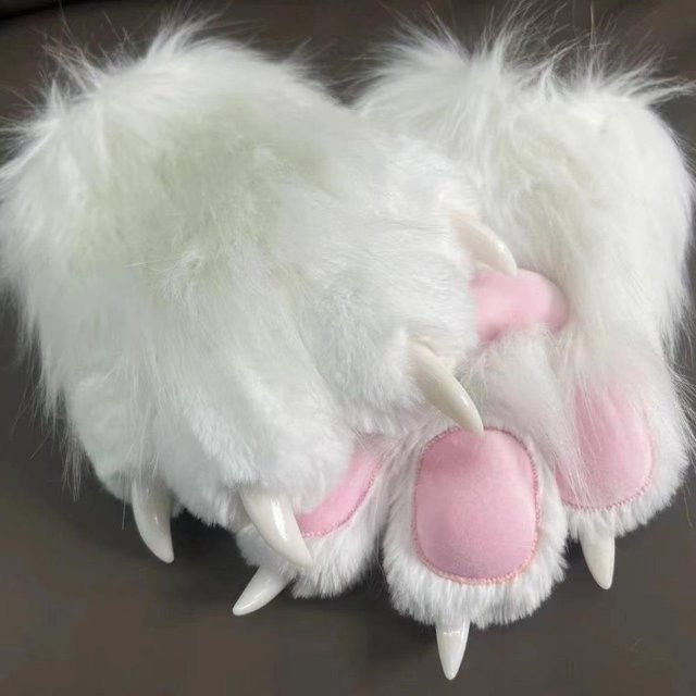 Naituo Cosplay Kostüm Handschuhe, Katzenkrallen Fäustlinge, weiß/rosa - Bild 1