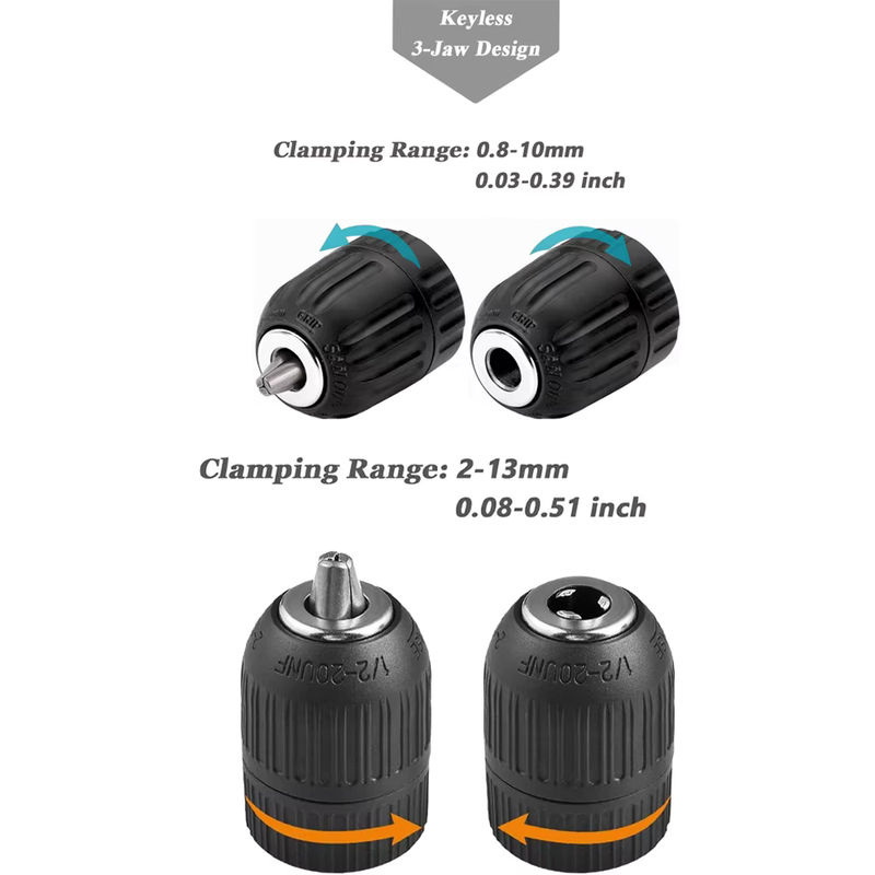 LIXIU Schnellspannbohrfutter Adapter Set mit 10 mm und 13 mm Aufnahme, 1/2 Zoll und 3/8 Zoll Sechskantschaft, SDS-Plus und quadratischem Griff für Bohrer, Schraubendreher und Steckdosenschlüssel - Bild 3