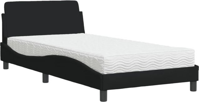 vidaXL Bett mit Matratze in Schwarz aus Stoff und Kiefernholz B/T/H: 100 x 200 cm - Bild 1